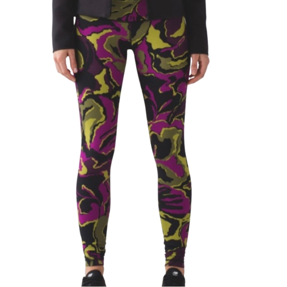 Lululemon Wunder Under Leggings size 6 Boom Bloom Chartreuse Green Aurora